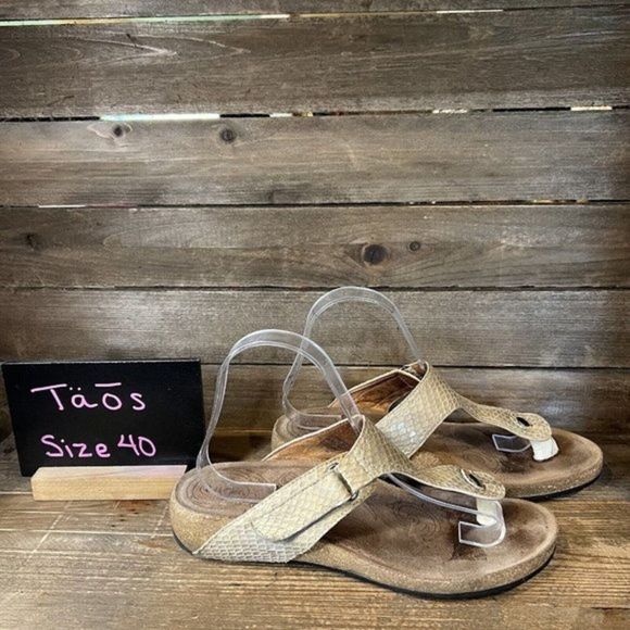 Womens Taos Scale Print Leather Comfort Thong T-Strap Sandals Size 9-9.5 M‎ GUC - Picture 1 of 6